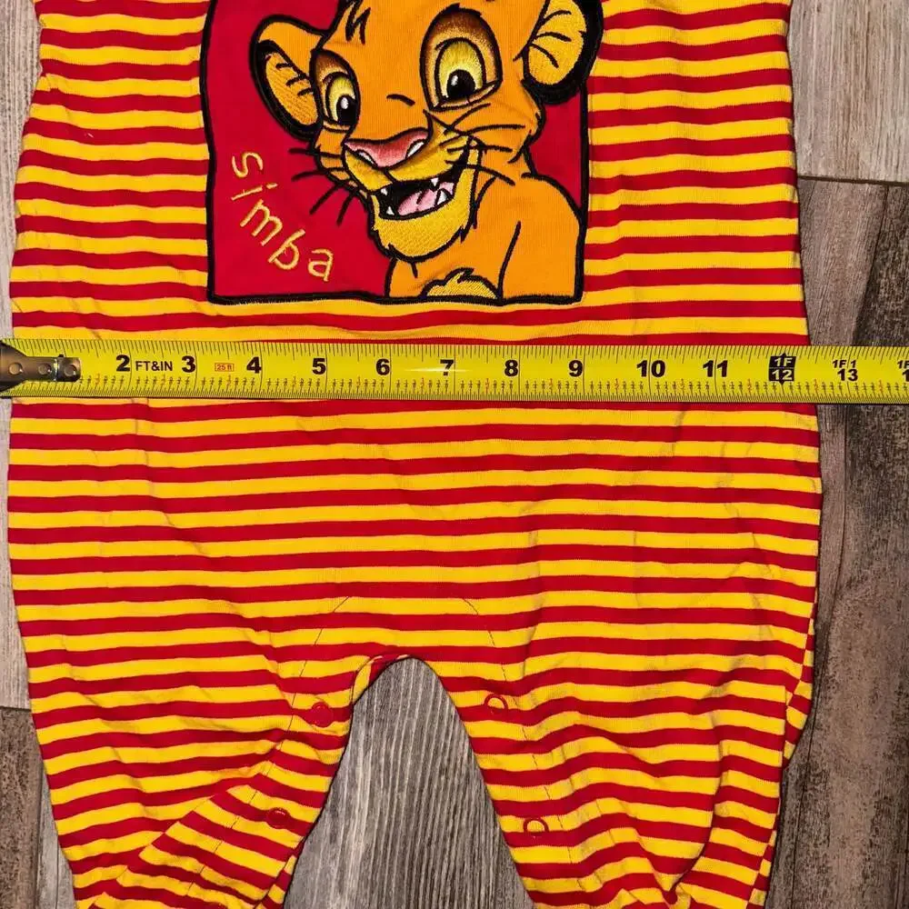 Vintage Disney The Lion King - Red & Yellow Stripe Romper Simba S Disney Store
